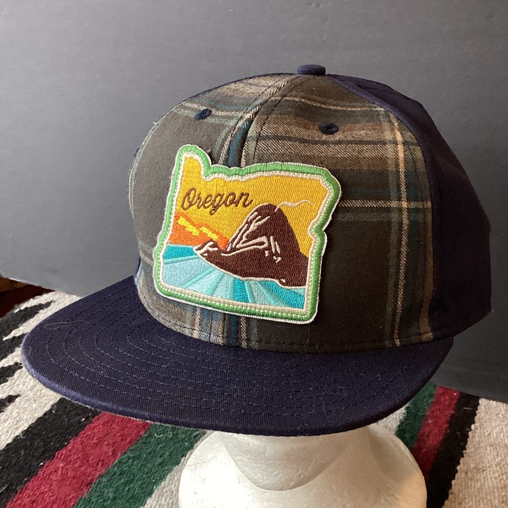 Flipside State of Oregon coast plaid SnapBack Hat Made in USA